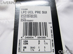 Liverpool UEFA champions league tracksuit 2009-2010@ov[@`sIY[OpgbNX[c