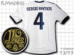 Real Madrid 12/13 Home #4 SERGIO RAMOS adidas　レアルマドリード　ホーム　セルヒオ・ラモス　110周年　アディダス　X21987