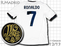 Real Madrid 12/13 Home #7 RONALDO adidas　レアルマドリード　ホーム　クリスチアーノ・ロナウド　110周年　アディダス　X21987