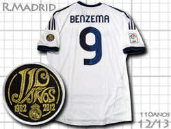 Real Madrid 12/13 Home #9 BENZEMA adidas　レアルマドリード　ホーム　カリム・ベンゼマ　110周年　アディダス　X21987