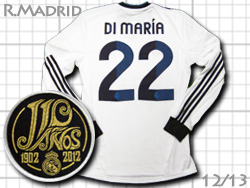 Real Madrid 12/13 Home #22 DI MARIA adidas　レアルマドリード　ホーム　ディマリア　110周年　アディダス　W41762