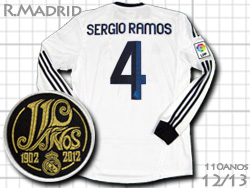 Real Madrid 12/13 Home #4 SERGIO RAMOS adidas　レアルマドリード　ホーム　セルヒオ・ラモス　110周年　アディダス　W41762