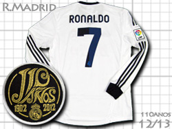 Real Madrid 12/13 Home #7 RONALDO adidas　レアルマドリード　ホーム　クリスチアーノ・ロナウド　110周年　アディダス　W41762