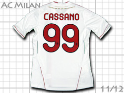 AC Milan 2011-2012 Away adidas #99 CASSANO　ACミラン　アウェイ　アントニオ・カッサーノ　アディダス　v13442